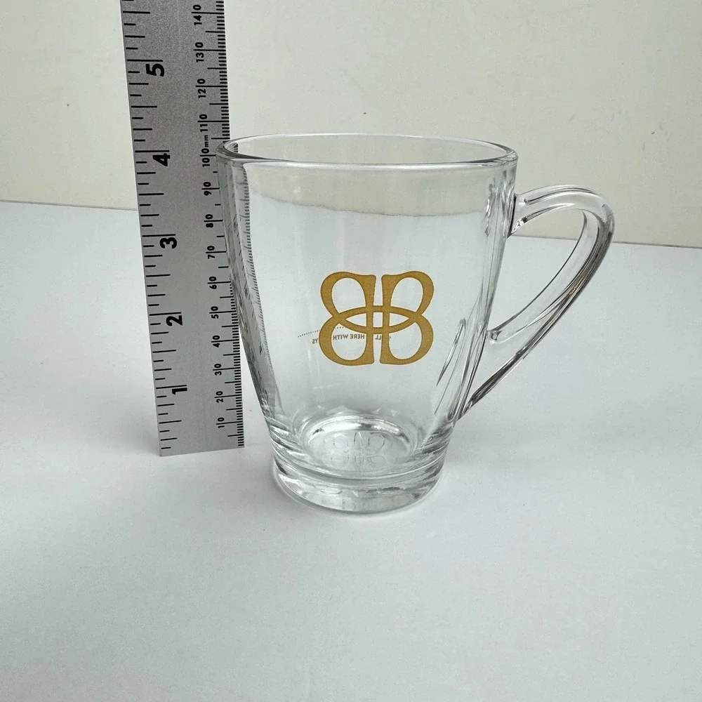 Baileys Glass Mugs Set of 2‎ Irish Cream Handled 8 oz w/ Fill Line Clear Barware